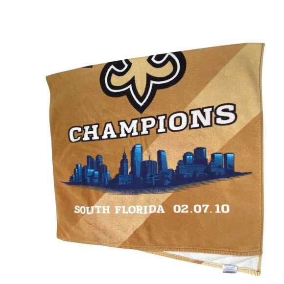 New Orleans Saints Super Bowl Champions 2010 Beach Towel Gold NFL South Florida - Picture 2 of 7